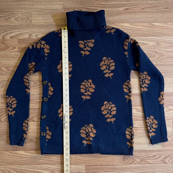 NWT St Johns Bay XS | Navy Turtleneck Sweater Button Side Pinecone Cottagecore - Picture 3 of 8